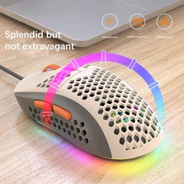Wired Mouse RGB Light Honeycomb Gaming Mouse USB Desktop PC Computers Aouse Laptop Mice Gamer