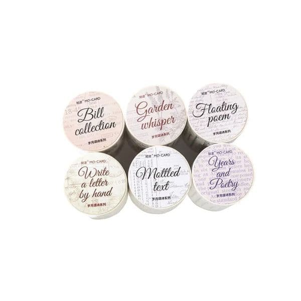 Vintage English Poetry Self-Adhesive Tape Sticker Decorative Masking Tape DIY Craft Washi Tape For Scrapbooking Decoration