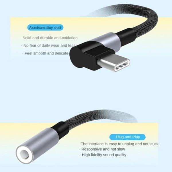 Elbow USB Type C To 3.5 Jack Earphone Adapter USB-C 3 5mm Audio Cable Converter For Samsung Galaxy S22 S21 Huawei P50 Xiaomi 12