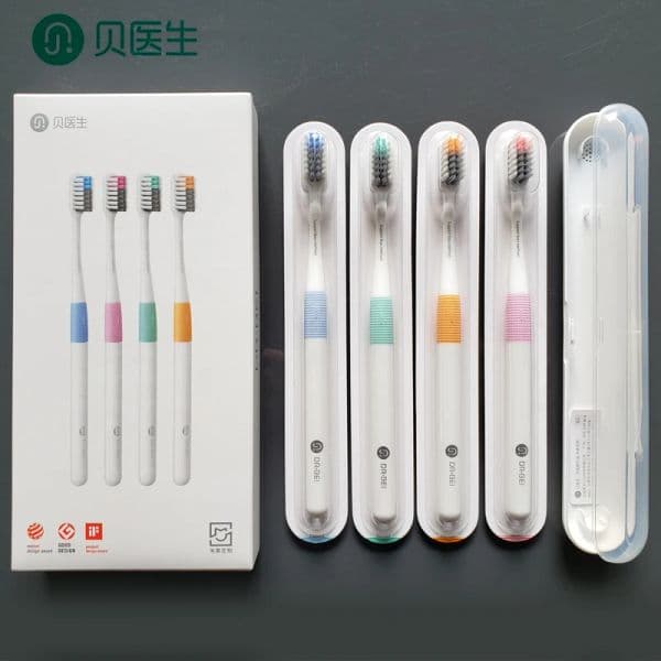 DR.BEI Toothbrush Family Pack Couples Imported Soft Fur Food Grade Material Tooth Brush 4 Colors With Travel Box For Smart Home
