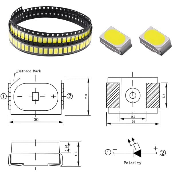 50/100pcs 5630/5730 0.5W 150Ma 50-55lm 3000/6500K SMD LED 5730 Diodes (3.2-3.4V) White/Warm White/Red/Green/Blue/Yellow Light