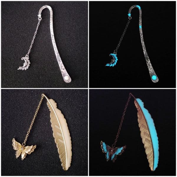 Creative Feather Shape Bookmarks Illuminated Owl Dragonflies Butterflies Metal Bookmark Reading Accessories