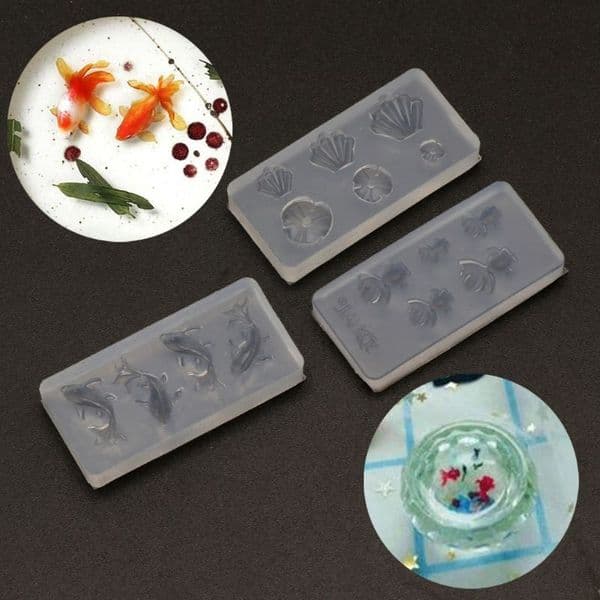 3Pcs Mini Size Goldfish Lotus Leaf Earrrings Necklaces Resin Water Dag DIY Resin Jewelry Mold Jewelry Making Tools