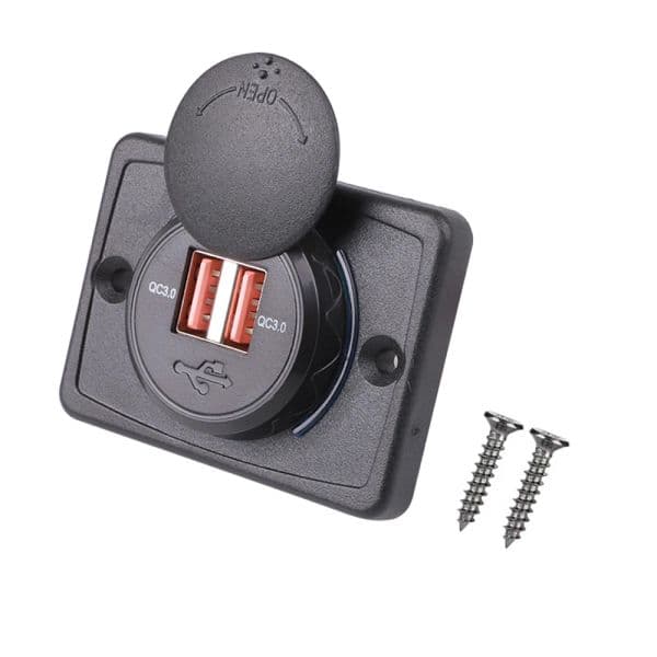Car Dual USB Charger Quick Charge QC 3.0 with Sliding Cap 36W Waterproof 12V 24V Fast Charge USB Charger for Car Boat Bus RV