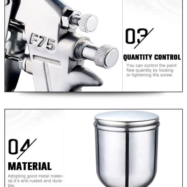 F-75 Spray 2025 Gun 1.5mm Nozzle with Cup Sier Handle Adjustable Color Spray Gun for Automotive Furniture new Parts Painting