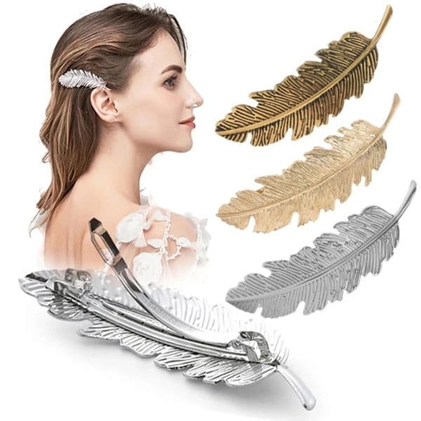 New Alloy Vintage Hair Clip Feather Leaf Shape Barrette Metal Hairpins For Women Lady Headwear Hair Accessories