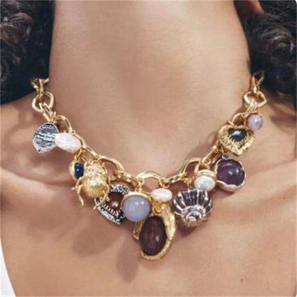 2024 New Chain and Charms Necklace,Elegant Retro Elephant Heart Insect Pendant Colorful Resin Banquet Party Women Accessories