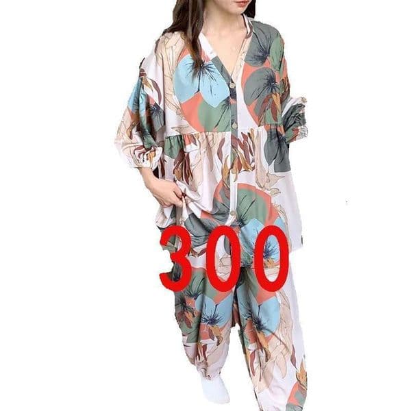 Extra Large Fat 300 Jin Pama Women's Outerwear Spring And Autumn New Loose Casual Home Clothes Two Piece Set 1
