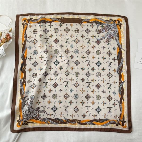 70x70cm Fashion Designer Letters Print Floral Silk Scarf Headband for Women Long Handle Bag Scarves Paris Shoulder Tote Lage Ribbon Head Wraps