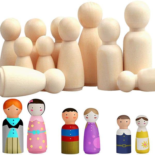 10/5/3/2Pcs Unfinished Wood Peg Dolls Bodies Men Woman Wood Family Dolls DIY Art Craft Home Nursery Painting Decor 35/43/55/65MM