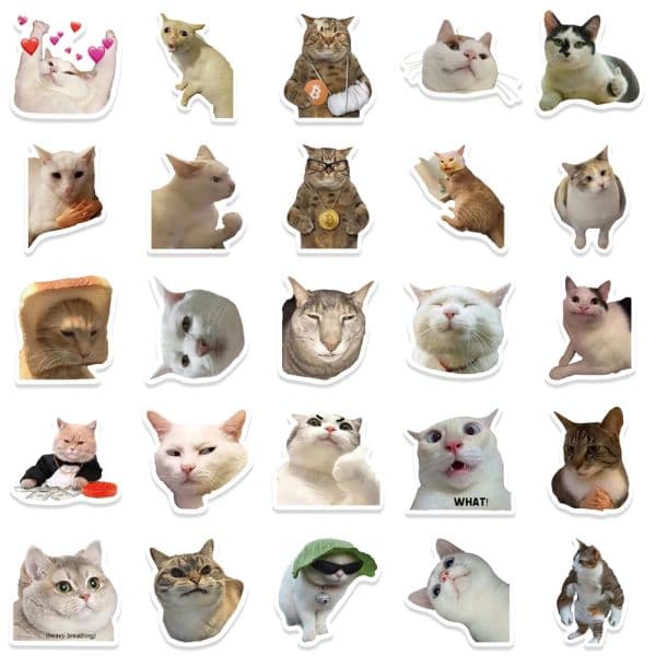 50pcs Funny Cat MEME Stickers Toy DIY Kids Notebook Motorcycle Laptop Luggage Refrigerator Graffiti Cute Animals Decals Kids Toy
