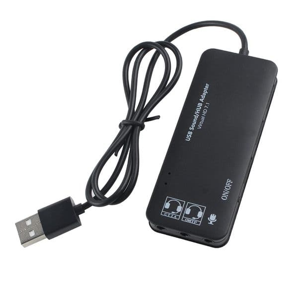 3 Port USB 2.0 Hub External USB Sound Card No External Driver Stereo Sound Card Noise Canceling Headset Adapter for Laptop PC