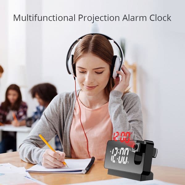 LED Digital Smart Alarm Clock Watch Table Electronic Desktop Clocks USB Wake Up Clock with Time Projector Snooze humidity