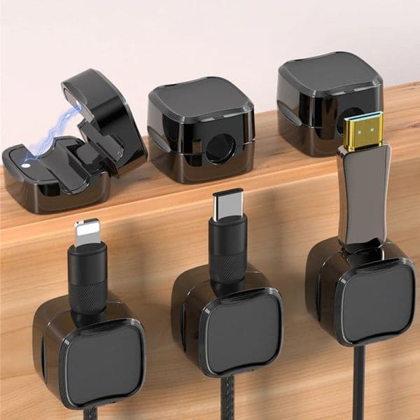 Magnetic Phone Cable Clips Cable Smooth Adjustable Cord Holder Under Desk Cable Management Wire Keeper Cable Organizer Holder