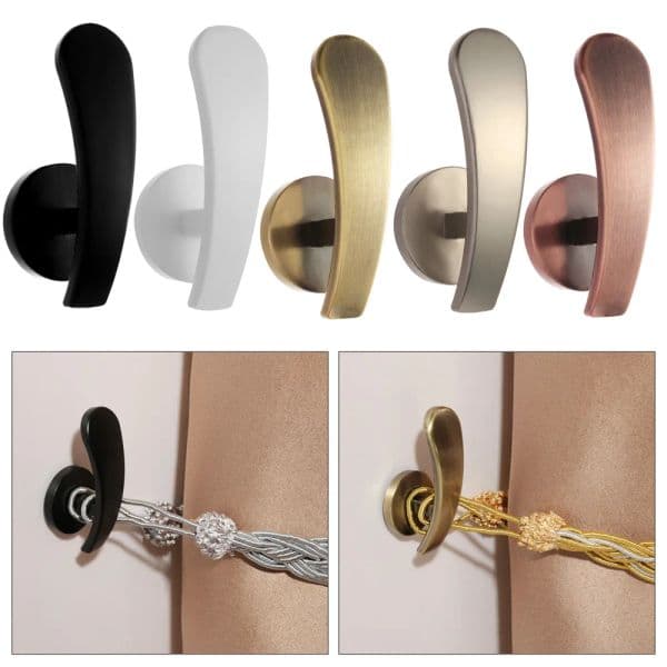 2pcs Retro Wall Mounted Metal Curtain Hooks Modern Practical Holdback Decorative Drapery Curtain Hanger Home Decor