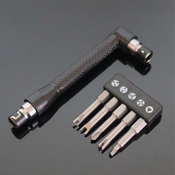 Wrench L-Shape Dual Head Socket 1/4 Inch 6.35mm Screwdriver Bit Kit 90 Degree Angled Hex Socket Drill Bit Holder Hand Tool Set