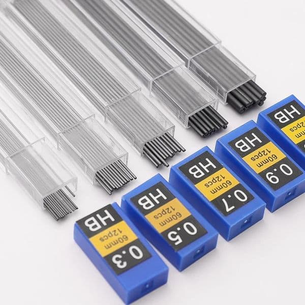 Mechanical Pencil Set Replaceable Refills 0.3 0.5 0.7 0.9 1.3 2.0mm Pencil Leads for Writing Drawing Non-Toxic Metal Pen School