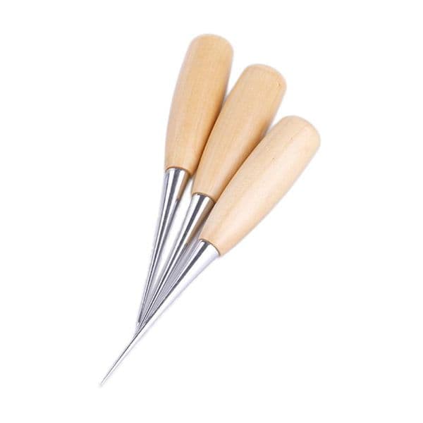 New Wooden Handle Awls Professional Hole Punches DIY Leather Tent Sewing Awl Shoes Repair Tools For Awl Craft Stitching Leather