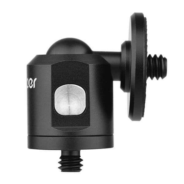 Andoer 2025 Mini Ballhead Adapter Camera Tripod Ball Head Mount Alumnum Alloy 1/4Inch new Screw Connector with Bottom 1/4Inch Screw Hole