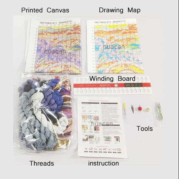 HUACAN Embroidery Kits Fruit Flower Printed Canvas DMC Threads Handicraft Needlework Cross Stitch Still Life DIY Gift 11CT