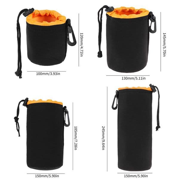 Waterproof Soft Neoprene Camera Lens Pouch Bag Drawstring Protector Case