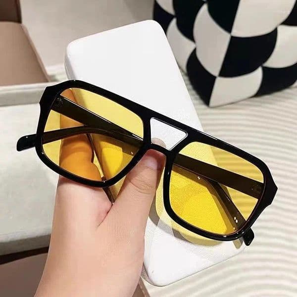 Sunglasses Square Double Beam Sunglases Women Brand Designer Fashion Sun Glasses Men Retro Large Frame Pilot Eyewear UV400 Gafas De Sol