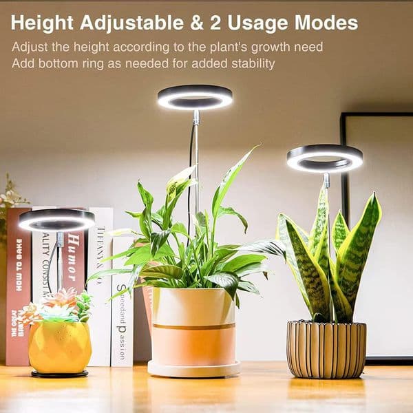 LED Indoor Angel Ring Plant Growth Light 2/4/8H On/Off Timer USB 5V Retractable Height Full Spectrum Simulated Sunlight Plant