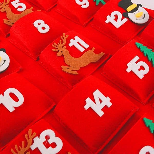 Christmas Felt Advent Calendar 24 Pocket Christmas Tree Hanging Bag Wall Hanging DIY Santa Advent Calendar for Kids Christmas