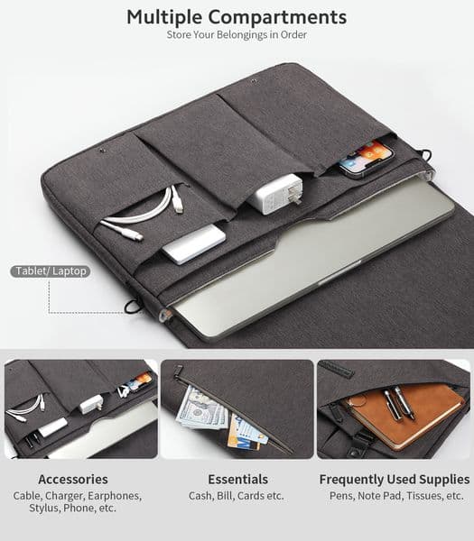 15.6 Inch Canvas Laptop Bag Multi-pocket Large Satchel Briefcase Shoulder Bag with Adjustable Strap for Laptop Computer
