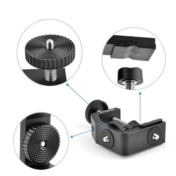 Camera C-Clamp Multifunctional Aluminum Alloy C Clamp Desk Mount Stand with 1/4 Inch Screw for DSLR Microphone Video Light Stand