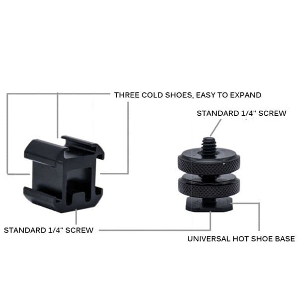 Aluminium Camera Hot Shoe Mount Adapter Video Triple Cold Shoe Bracket Lights For LED Monitors Microphones Audio Recorder Studio