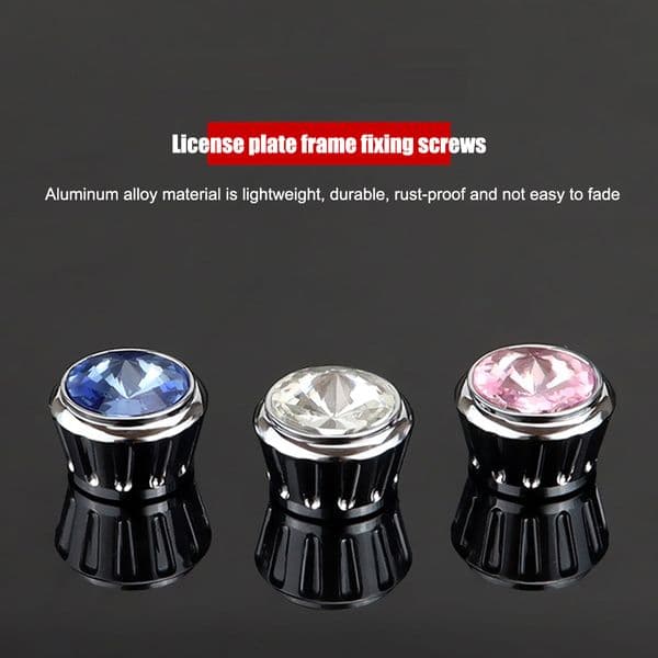 4Pcs/Set License Plate Frame Screws Bolts Crystal Rhinestone Anti-Theft Metal Fastener Cap Cover Universal Bling Car Accessories