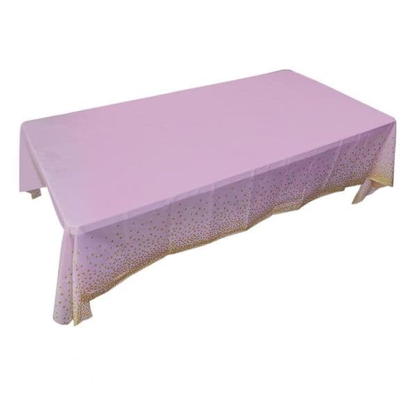 Foldable Disposable Tablecloth PE Rectangle Rose Gold Dot Table Cover for Restaurant Kitchen Wedding Dining Room