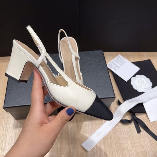 Womens Dress Shoes For Wedges Designer Closed Toe Chunky Genuine Leather Slingback Pump Heels Tweed Goatskin Grosgrai Paris Classic Sandals 3998