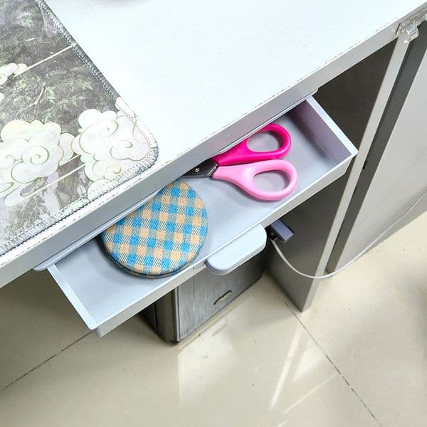 Mini Metal Square Storage Tin Coin Box/Desk Storage Box Invisible Drawer Desk Bottom Paste Finishing Box Students Stationery Box
