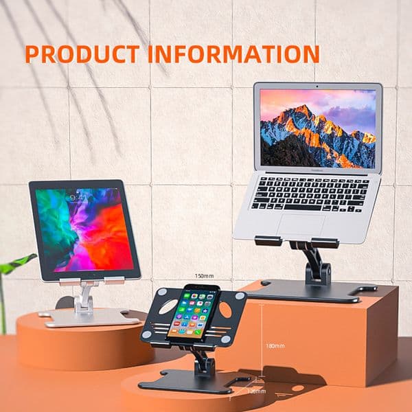 Aluminum Desktop Tablet Stand Dual Axis Design Height/Angle Adjustable Smartphone Holder Tablets Drawing Stand for iPhone iPad