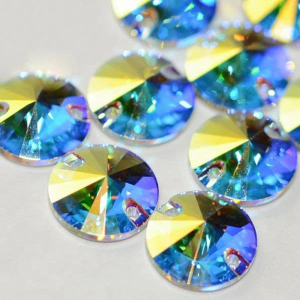 Crystal Strass 6A Crystal Sewing Stones AB Glass Sew On Rhinestone Galactic Cosmic Rivoli Rhinestones For Garment Clothing