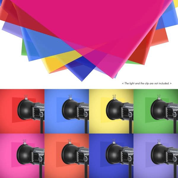 Andoer 8Colors PET Transparent Gel Lighting Filter 50*40cm Overlays Tinted Gels Light Filters Plastic for LED Light Studio Flash