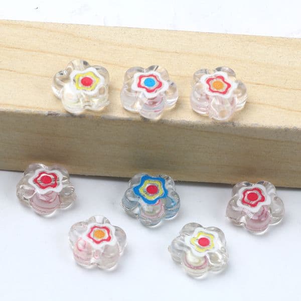 20pcs Painted Transparent Flower Beads Loose Spacer Resin Smiling Beads For Jewelry Making Diy Bracelet Necklace Accessories