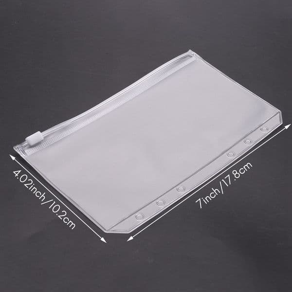60 Pieces of A6 Size 6-Hole Binder Pocket Translucent Plastic Binder Zipper Folder Waterproof for Do ents Bag