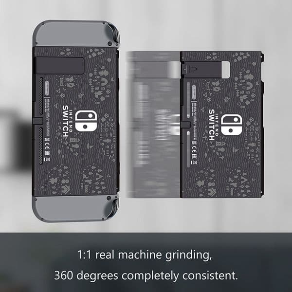 Black Rear Back Cover Replacement Housing Shell Case Bottom for Nintendo Switch Backplate with Frame
