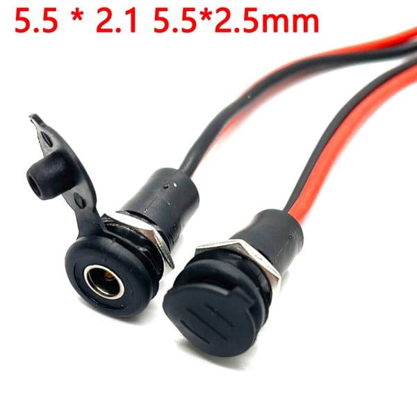 1pcs DC power Female With Cable Wired 5.5 * 2.1 5.5*2.5mm DC Socket High Current All Male Female Power Plug Connector