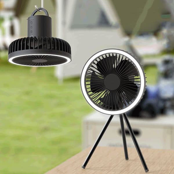 7 inch Fan Lamp 3 Speed Household Tripod Desktop 10000mAh LED Lighting USB Outdoor Portable Small Ceiling Fan Emergency Power