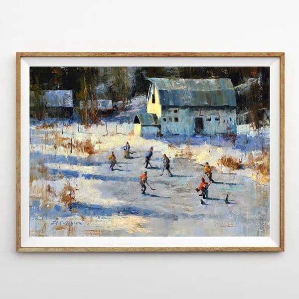 Abstract Winter Snow Landscape Ice Hockey Canvas Painting Poster Prints Wall Art Pictures Modern Home Kids Room Decor Cuadros