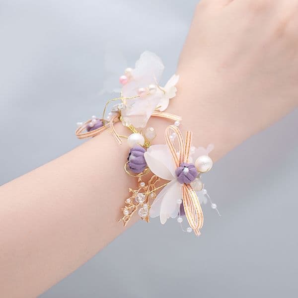 Flower Wrist Corsage Butterfly Bridesmaid Hand Flower for Wedding Prom Girls Bracelet