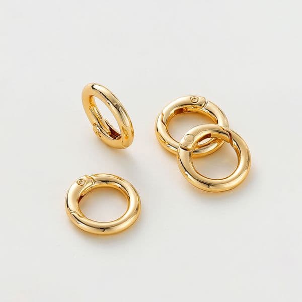 5Pcs 20mm 14K 18K Gold Plated O Ring Spring Clasps Openable Round Keychain Hook Charms Pendants Connector For DIY Jewelry Making