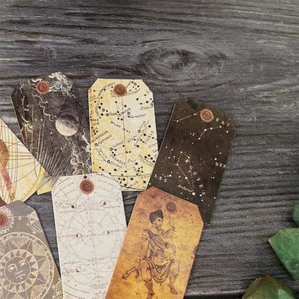8Pcs Cosmic Stars Constellations Cardstock Label Vintage Craft Paper Junk Journal Ephemera Tag Scrapbooking Material Paper Pack
