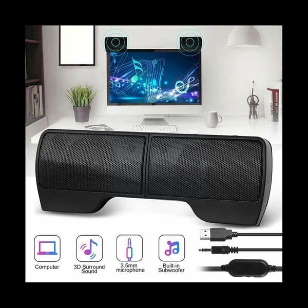Mini Portable USB Stereo Speakers Controller Soundbar for Laptop Mp3 Phone Music Player PC with Clip