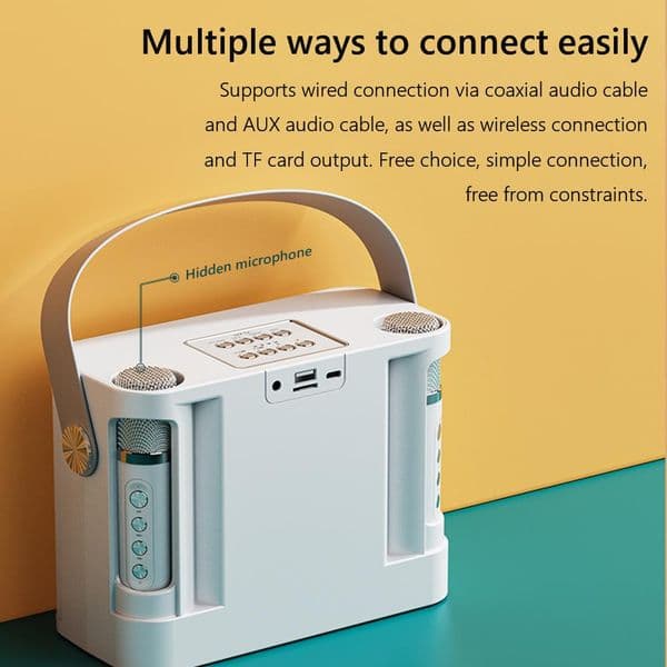 Ys-219 Karaoke Machine With Dual Microphones Change Voice Functions Speaker Studio Subwoofer AUX TF Card U Disk Player