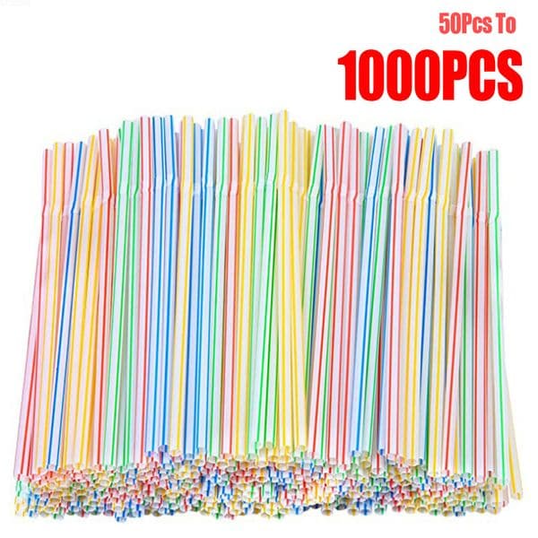 50-1000Pcs Colorful & Black Drinking Kunststof Straws Bar Party Wedding Kitchen pajitas Beverage Straw Wholesale